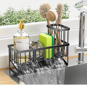 New Open Box Kitchen Sink Caddy Organzier with High Brush Holder, Sponge Holder